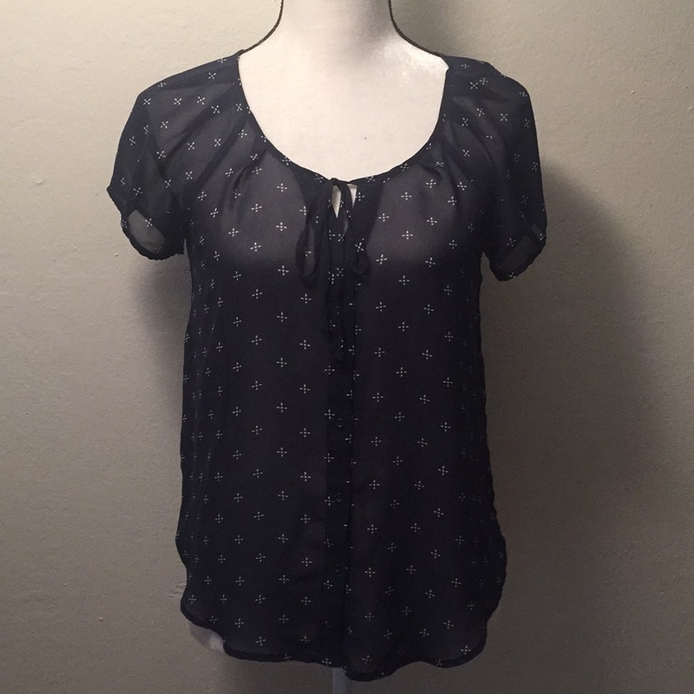 Navy blue sheer blouse